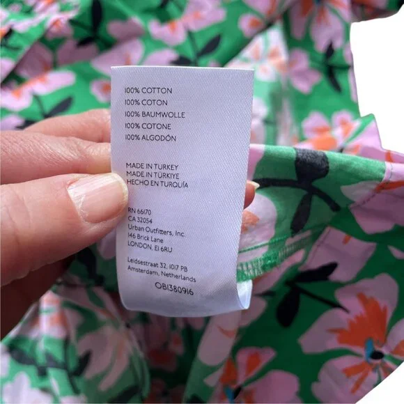 Anthropologie Maeve Somerset Mini Dress - Green & Pink Floral Size M - Picture 6 of 12